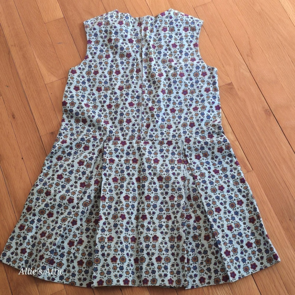 Handmade Girls Vintage Dress Blue Gold Flower Floral Cottage Prairie Sleeveless - Picture 5 of 7